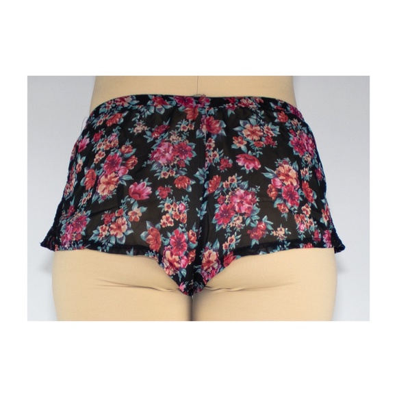 Black See Through Floral Shorts - Picture 3 of 4